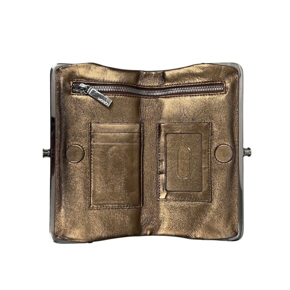 HOBO Handbags - HOBO Lauren Clutch Wallet Womens Small Metallic Gold Kisslock Zip Pocket
